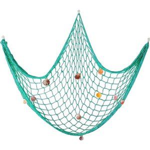 Natural Fishing Net Decor with Shells 79 Inch Beach Theme Decor for Party (Aqua)